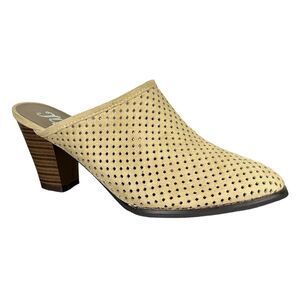 Journee Collection Womens Size 11 Verdi Mule Tan Chunky Heel Faux Suede Slip On